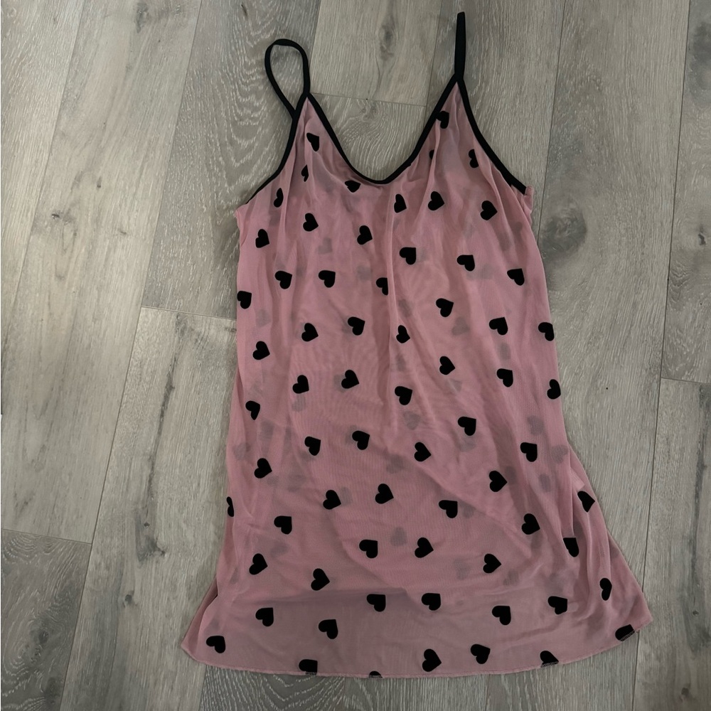 Pink Heart Patterned Slip Dress